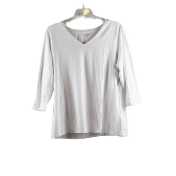 Amazon Essentials White Women's Casual Shirt V Neck Long Sleeve Pullover XXL 013 - Picture 1 of 4